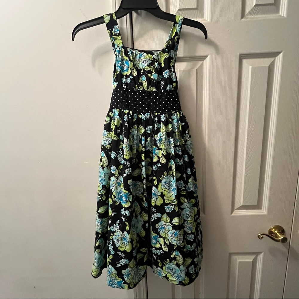 Bonnie Jean Girls Spring Dress size 12 color black green and blue